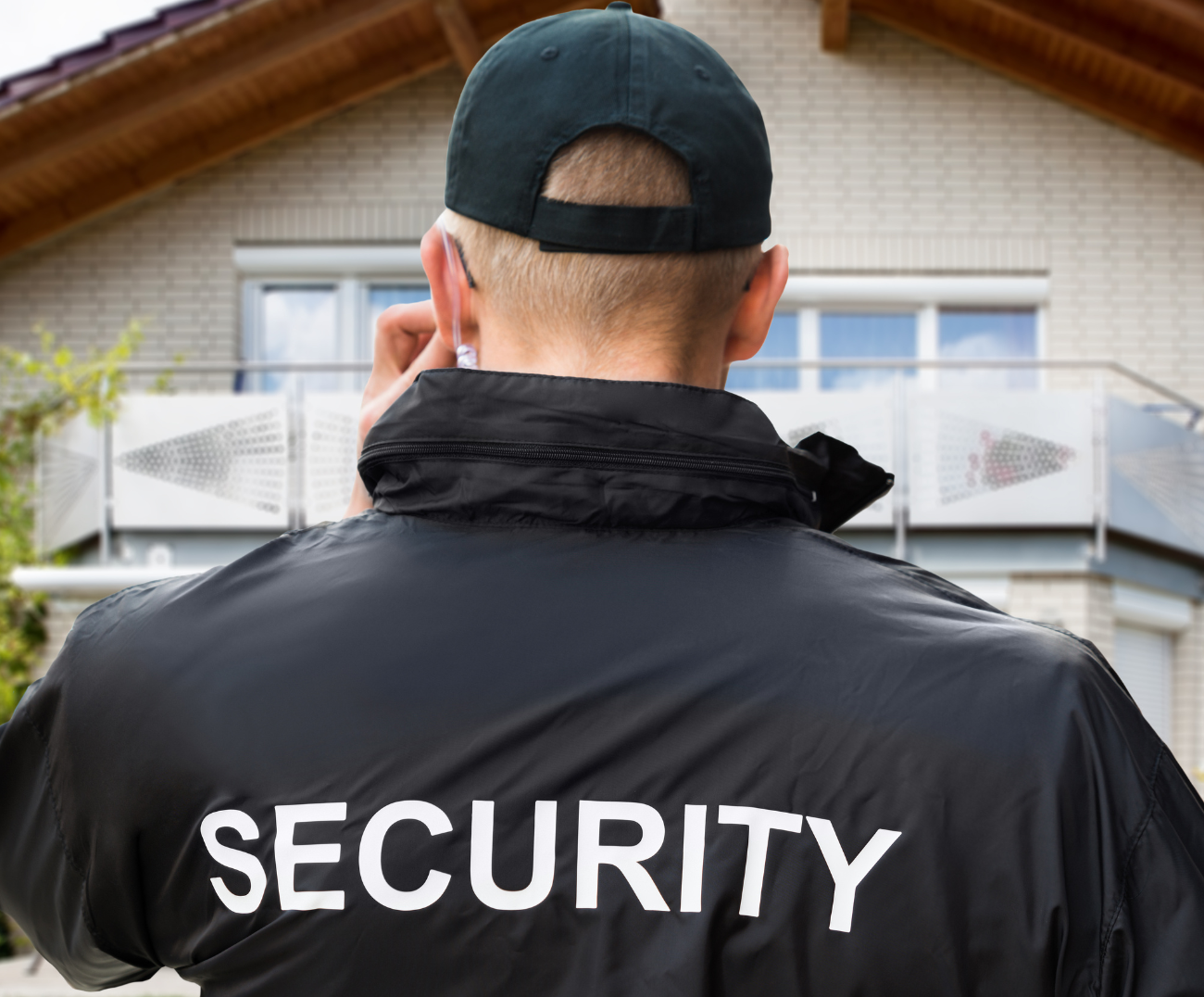 Professional security officer conducting site patrol