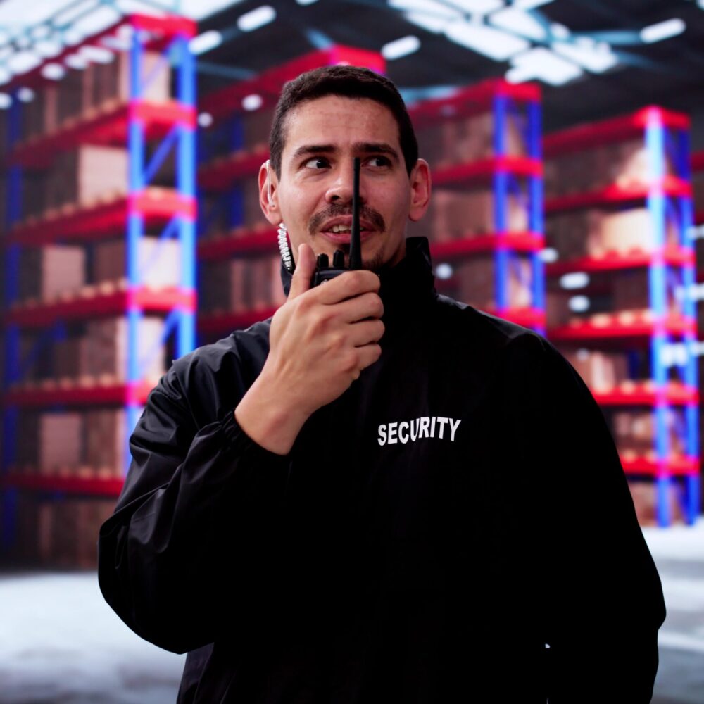 Security guard ensuring corporate building safety