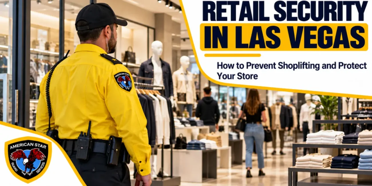 Uniformed security guard at the entrance of a Las Vegas retail store