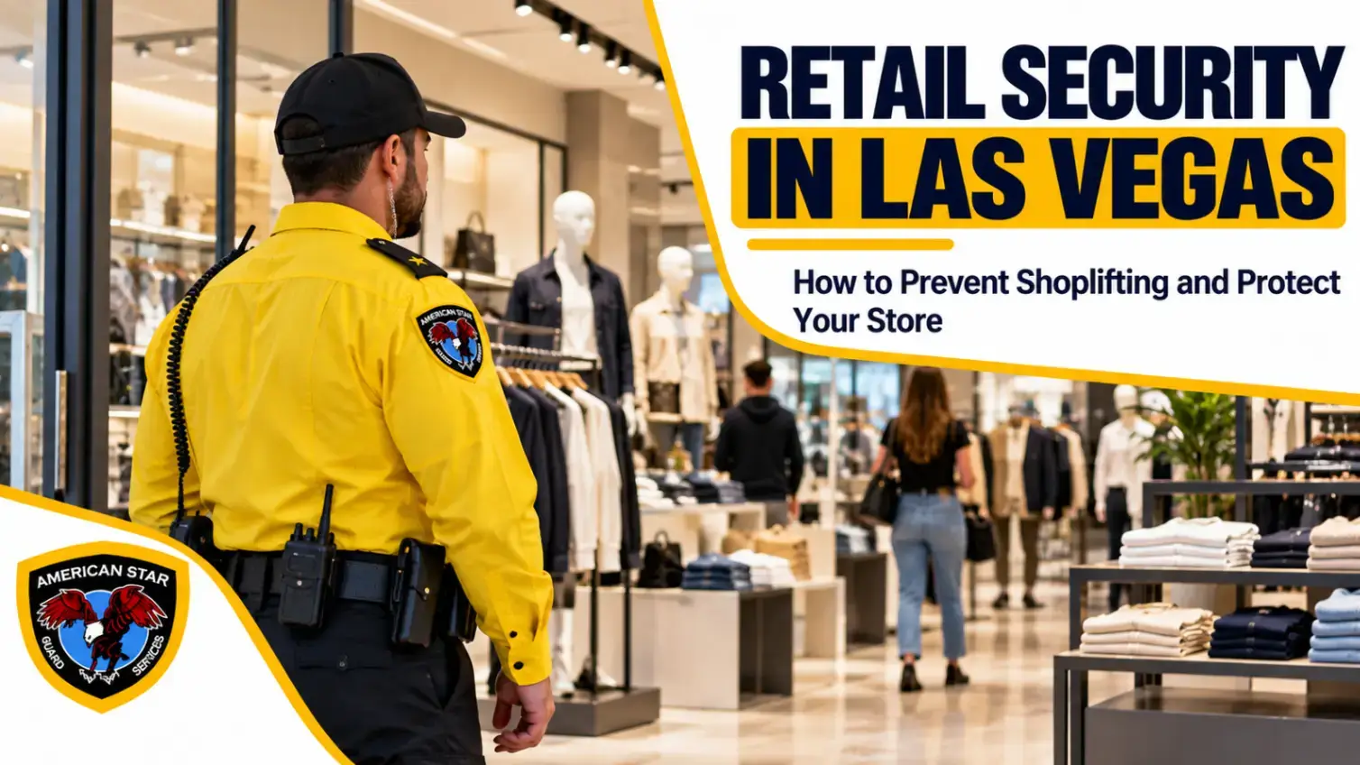 Uniformed security guard at the entrance of a Las Vegas retail store